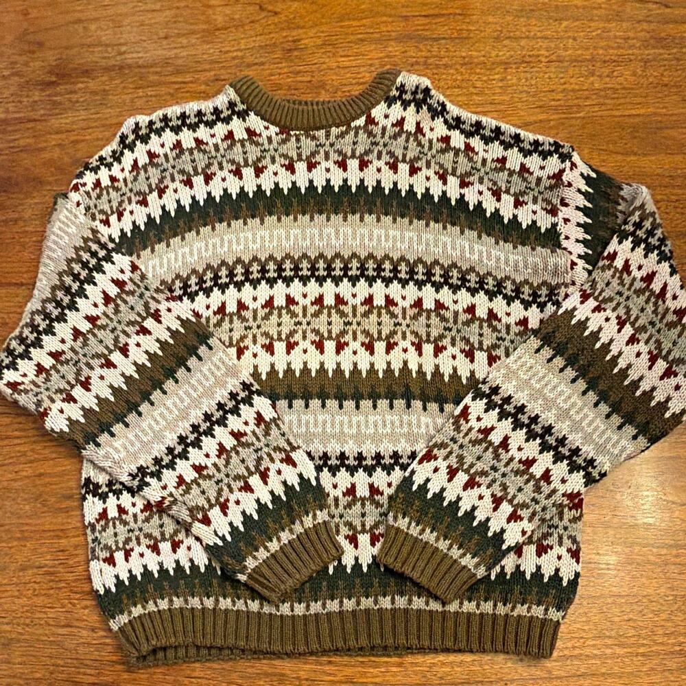 Vintage Old Glory Men’s XL Nordic Fair Isle Fisherman Sweater Made in USA 90s